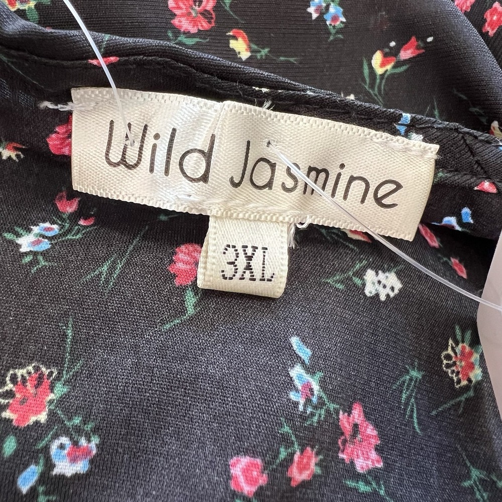Women's Wild Jasmine Floral‎ Short  Sleeve Blouse Tulip Sleeve 3x Black Pink 3X - Picture 11 of 13